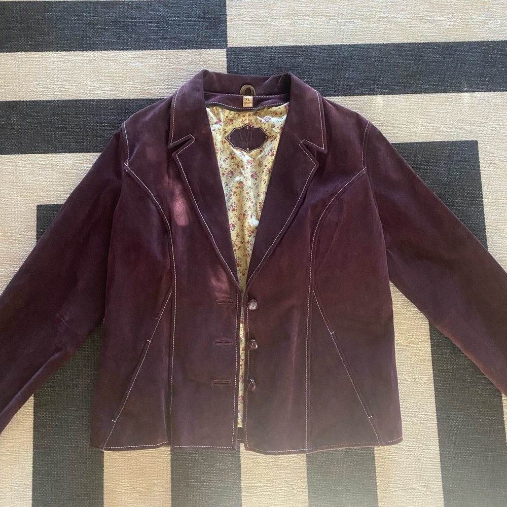 Plum purple suede leather jacket